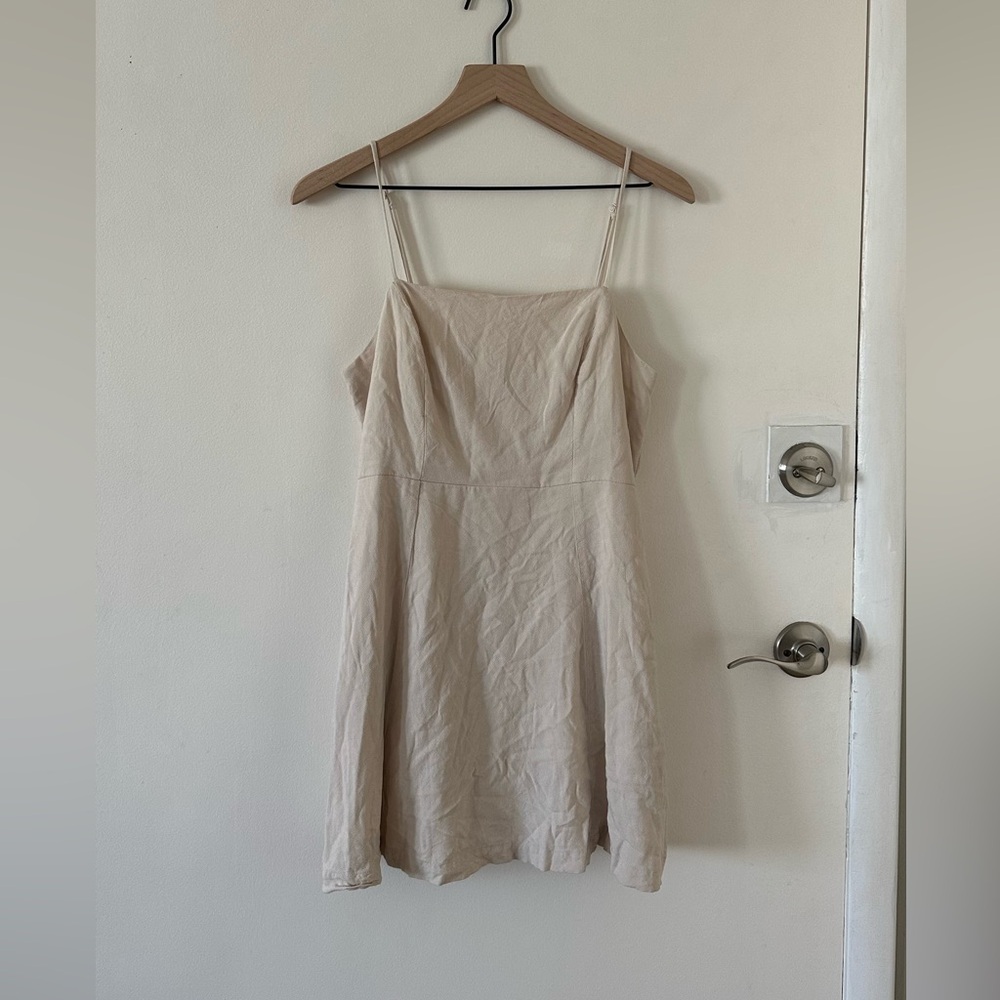 American Eagle Outfitters Cream Spaghetti-Strap Mini Dress